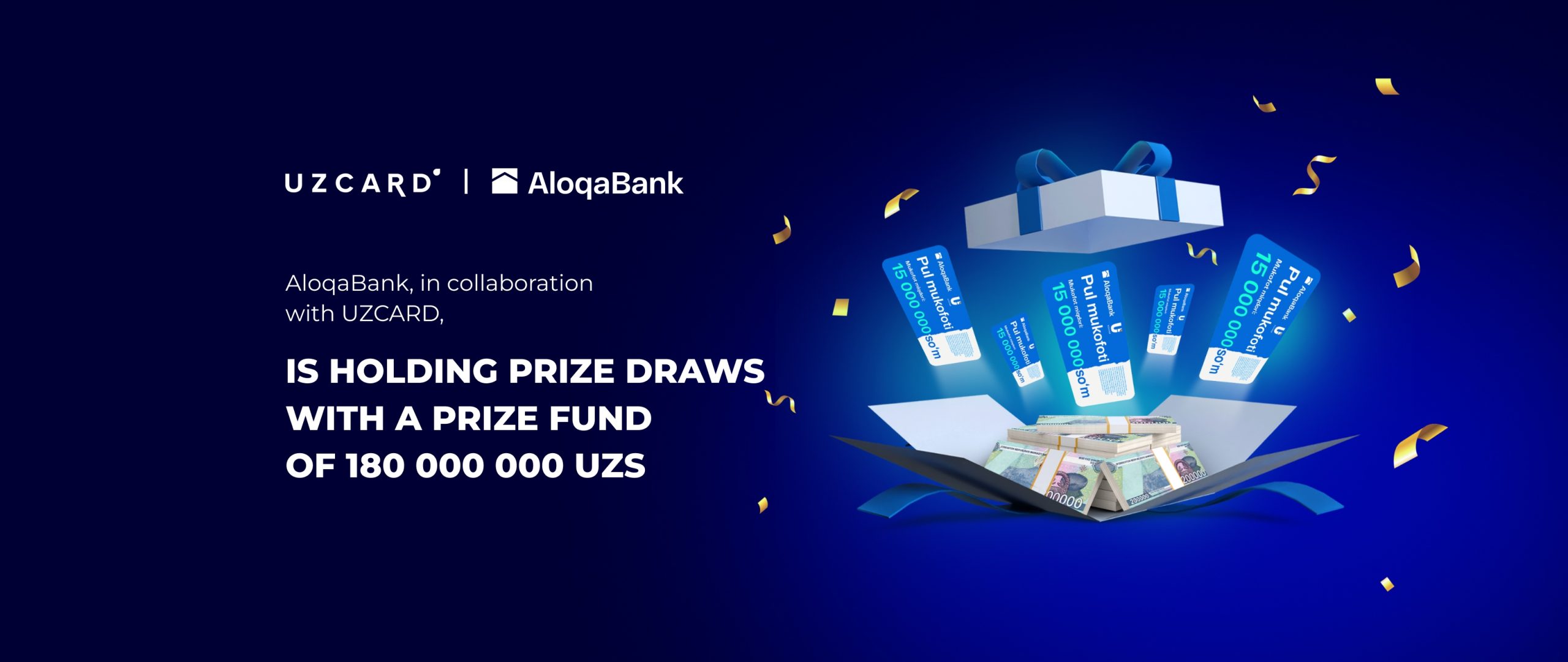 AloqaBank, in collaboration with UZCARD, is holding prize draws with monetary prizes.